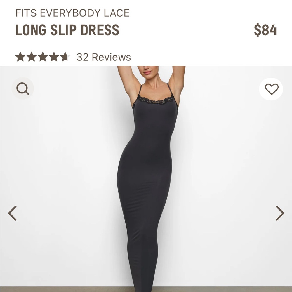 Skims long slip dress lace -never worn